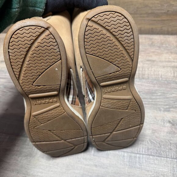 Sperry Top Sider Hikerfish Brown Leather Pink Plaid Lace Up Boots Shoes Size 7.5 - Picture 4 of 7